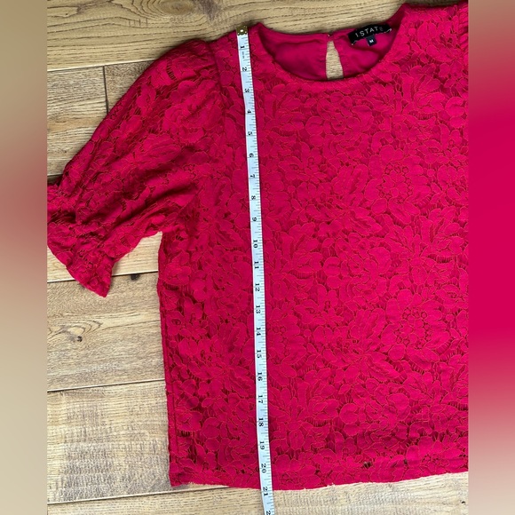 1.STATE Women's Puff Short Sleeve Keyhole Top size Medium - Picture 9 of 11